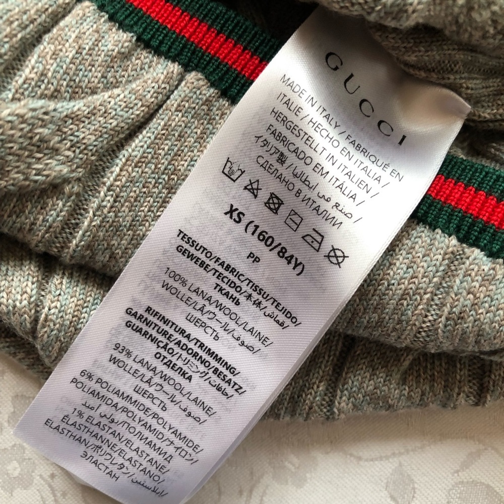 Gucci Gray Cable-Link Rib Knit Wool Polo Top Button-Up Sweater Women’s Size XS - Picture 8 of 16